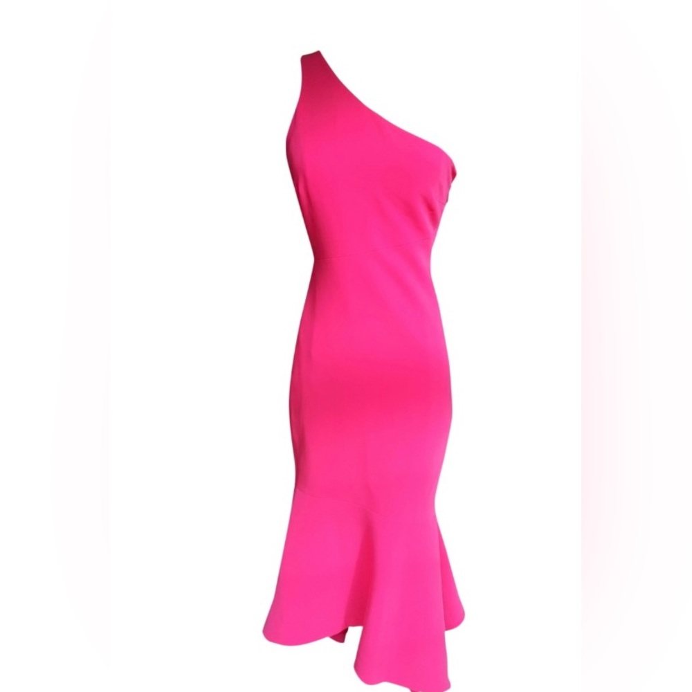 cinq a sept One-Shoulder Fuchsia Pink Mermaid Dress